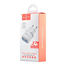 Мережевий зарядний пристрій Hoco C12 Smart dual USB charger ( EU ) 2USB 2.4A Білий - мініатюра 2