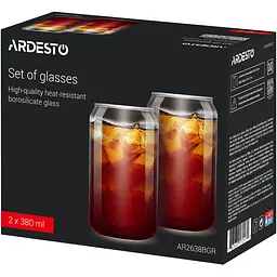 Набір склянок Ardesto Jar 380 мл 2 шт. (AR2638BGR) - мініатюра 2