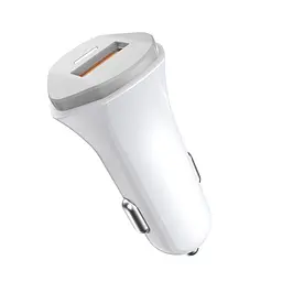 Автомобільний зарядний пристрій Aspor A901 (QC3.0/18W) LED + USB кабель Type-C- білий - мініатюра 2