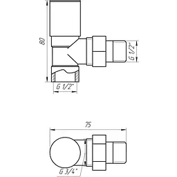 Кран вентильний кутовий з американкою Solomon 1/2″ chrom 1845 000002161 - мініатюра 6