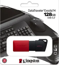 USB Flash 128GB USB 3.2 Kingston DataTraveler Exodia M (DTXM/128GB) Black/Red - мініатюра 3