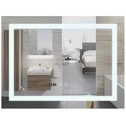 Дзеркало Mixxus WARM MR02-70x50 з LED Touch, Anti-fog, димером, регулюванням яскравості, годинником (MI6668)