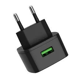Блок зарядний Адаптер мережевий Hoco C70A Cutting-edge 1USB QC3.0 3A чорний - мініатюра 3