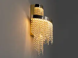 Настінний кришталевий світильник Diasha 376-BGD LED-модель у золотому кольорі, потужність 28 Вт, висота 45 см - мініатюра 3