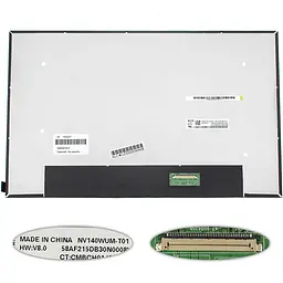 Матриця 14.0" NV140WUM-T01 touch (1920*1200 40pin(eDP IPS) LED SLIM (без додаткової панелі) матові роз'єм праворуч внизу)