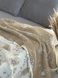 Плед двосторонній мусліновий євро L&M Home Textiles 20295 200х220 см бежевий - мініатюра 2