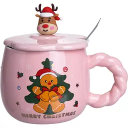 Чашка порцелянова Gingerbread 400 мл з кришкою  FM-CS-20B
