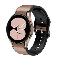Ремінець для Samsung Galaxy Watch 6 - коричнево-чорний ширина кріплення 20мм силікон-шкіра Watchbands West (W17-6WB44425121) - мініатюра 2
