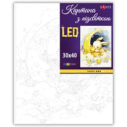 Картина за номерами Santi Зайченя з зірочкою 30х40 см LED підсвітка (956443) - мініатюра 2