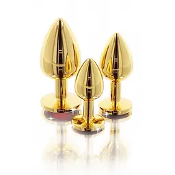 Анальний корок металевий золотистий L Butt Plug With Diamond Jewel Taboom - мініатюра 4