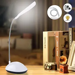 Настільна лампа LED DESK Light X-7188, біла, на батарейках 3×AAA, гнучка ніжка - мініатюра 2