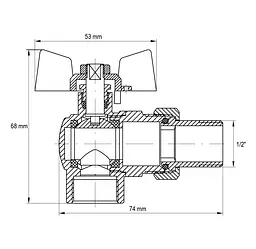Кран з американкою Koer 1/2" KR.228.W кутовий білий KR0099 - мініатюра 3