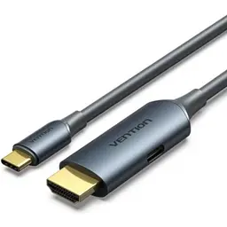 Кабель мультимедійний USB-C to HDMI M 1.5m 4K60Hz + USB-C F power gray Vention (ABLHG)