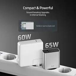 Мережевий зарядний пристрій CUKTECH 65W GaN 2C1A Grey (AD653CEU) [171982] - мініатюра 6