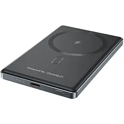 УМБ Choetech Magnetic Wireless 5000mAh 20W PD Qi-15W USB-C In/Out, тонкий, чорний - мініатюра 2