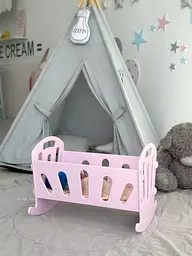 Іграшкове ліжечко для ляльок з постількою (Рожева) - мініатюра 3