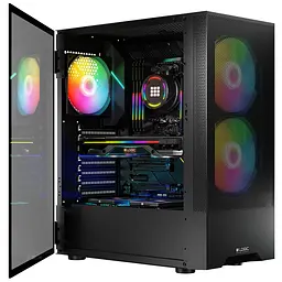 Корпус LogicConcept ARYA MESH+GLASS ARGB fans 2x140mm+1x120mm ЧОРНИЙ без Блок живлення ATX - мініатюра 8