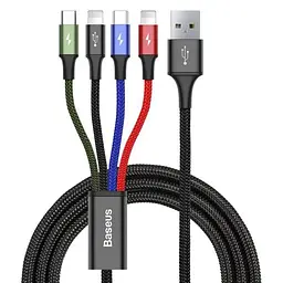 Кабель Baseus Fast 4-in-1 Cable USB to Lightning(2)+Type-C+MicroUSB 3.5A 1.2m CA1T4-A01 Black