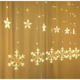 Гирлянда 6 снежинок и 6 звезд 2.5 × 1 м 138 LED теплый белый СС 01004