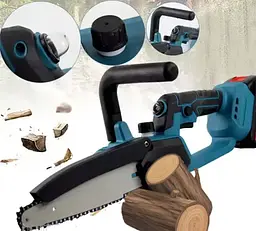 Бездротова акумуляторна міні ланцюгова пилка chain saw 8 дюймів з подачею олії 2 акб і зарядним пристроєм - мініатюра 2