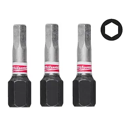 Біта SHOCKWAVE MILWAUKEE, Hex4, 25мм, (3шт)