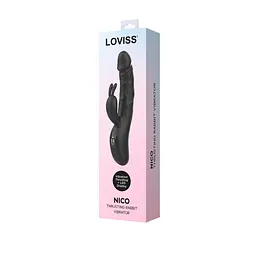 Вібратор-кролик з пульсацією Loviss Nico Thrusting Rabbit Vibrator, 9 режимів, подвійний відросток - мініатюра 7