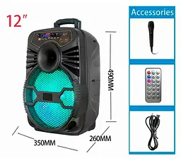 Портативна колонка BIG AVEN-XR12 75W, USM/MP3/FM/Bluetooth + 2 мікрофони караоке - мініатюра 3
