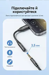 Аудіоадаптер Vention зі штекера USB-C на гніздо 3,5 мм з ЦАП DAC 48 кГц 16 біт з підтримкою дзвінків через гарнітуру сумісність з OMTP та CTIA керування гучністю за підтримки телефона й навушників довжина 0,1 м чорний (BIIBA) - мініатюра 7