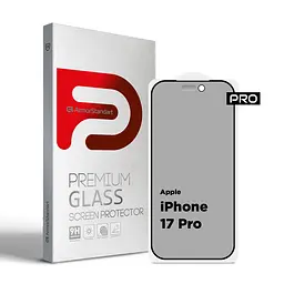 Захисне антишпигун матове скло для Apple iPhone 17 Pro, Pro Anti-spy Matte, повноекранне, загартоване, конфіденційне, повне проклеювання, із затемненням з боків, протиударне з олеофобним покриттям, проста установка, ArmorStandart (ARM86418)