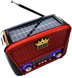 Радіоприймач Golon RX-455S акумуляторне радіо Solar USB Червоний