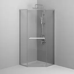 Душова кабіна AM.PM Gem 5-corner Pivot 90x90 см без піддону хром матовий W90UG-405-9090-MT - мініатюра 2