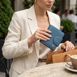 Красиве шкіряне портмоне з монетницею зовні для стильних жінок ST Leather 19457 бірюзове - мініатюра 2