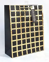 Пакет паперовий 33×45×12,7 см "Золоті квадрати" 12 шт в упаковці (291982)