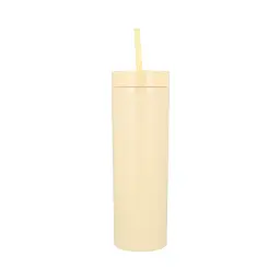 Охолоджуюча матова склянка 473 мл BPA-Free з трубочкою 21х6.5см light yellow - мініатюра 2