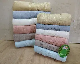 Набір турецьких махрових рушників Cestepe 50х90 6 штук + 70х140 6 штук Bamboo Royal - мініатюра 1