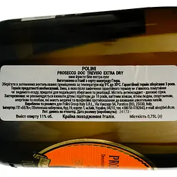 Вино ігристе Polini Prosecco DOC Treviso Extra Dry 0.75 л - мініатюра 4