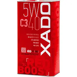 Моторна олива XADO 5W-40 C3 Red Boost синтетична 5 л - мініатюра 3