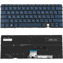 Клавіатура для ноутбука HP (14-EF) rus, dark blue, без фрейма, підсвічування клавіш