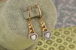 Сережки підвіски Xuping Jewelry сердечки з родієм 3,6 см золотисті