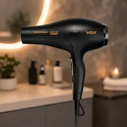 Фен VGR V 406 Black / Фен професійний 2 насадки, 3000 Вт / Фен 3 рівні обдування, 3 рівні температури