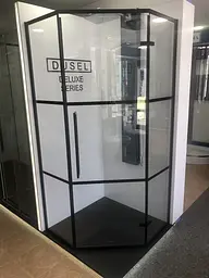 Душова кабіна Dusel DL197HBP Black Matt Paint 900x900x1900, Чорний матовий, Універсальна, прозрачний, Чорний матовий, 90x90 - мініатюра 3