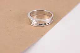 Каблучка з білого золота з діамантом 19 K-0051 - мініатюра 4