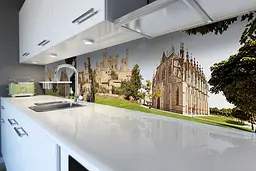 Кухонний фартух Замок на горі вінілова наклейка ПВХ Архітектура Бежевий 60х300 см Happy Pocket Z180733 - мініатюра 6