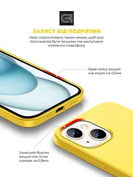 Силиконовый чехол для Apple iPhone 15, ICON2 Case, желтый, противоударный, панель, защита всего корпуса, матовая поверхность Soft Touch, выступает над дисплеем, совместим с защитными стеклами и пленками, с микрофиброй, ArmorStandart (ARM77000) - мініатюра 5