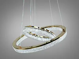 Підвісна LED люстра Diasha 1712/500+300G для спальні та вітальні, золото, 2 кільця, 54 W, освітлення 10-16 м2 - мініатюра 5