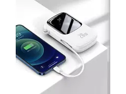 Зовнішній акумулятор Baseus Qpow 20 W 20000 mAh PPQD-H02 вбудований Lightning кабель Білий - мініатюра 4