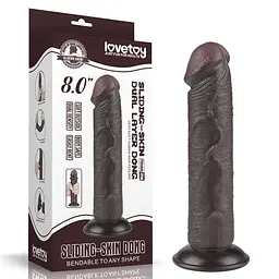 Фалоімітатор чорний Sliding-Skin Dual Layer Dong 8" LoveToy