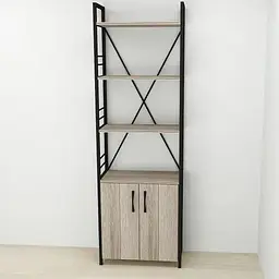 Етажерка 4/60 Ferrum-decor Серії Конект із тумбою 179x60x28 Чорний ДСП Сонома Трюфель (FRD-104488)