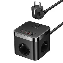 Сітчасте зарядне пристрій Baseus PowerCombo Cube Power Strip 3AC+2U+2C 30W 1.5m EU чорний E00066400117-00
