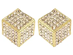 Сережки Xuping QQMM Позолота 14K пусети "Кубики з цирконієм" 9х9мм (109109)